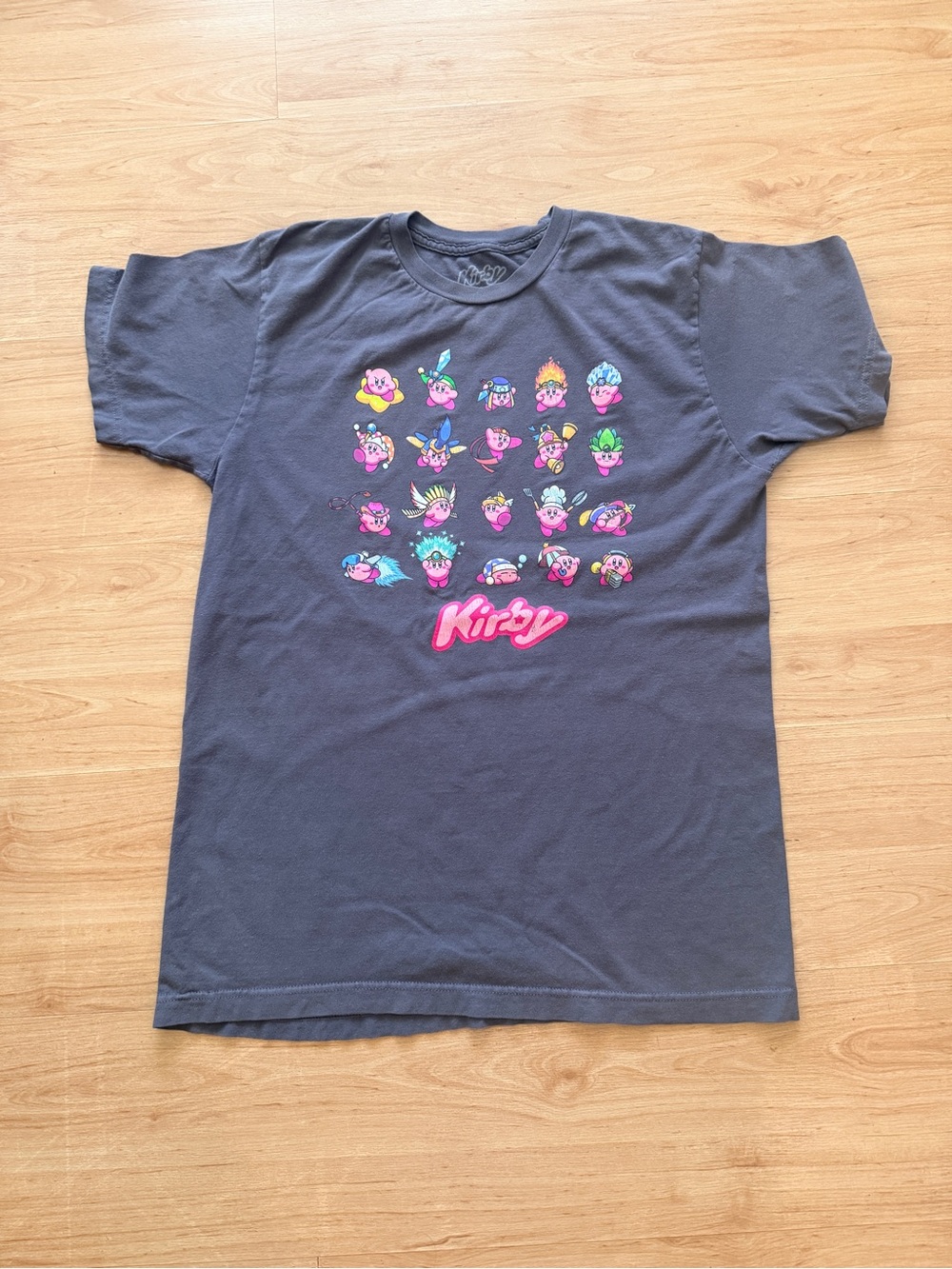 Nintendo Kirby Tee - Gray with Pink & Multicolor Prints